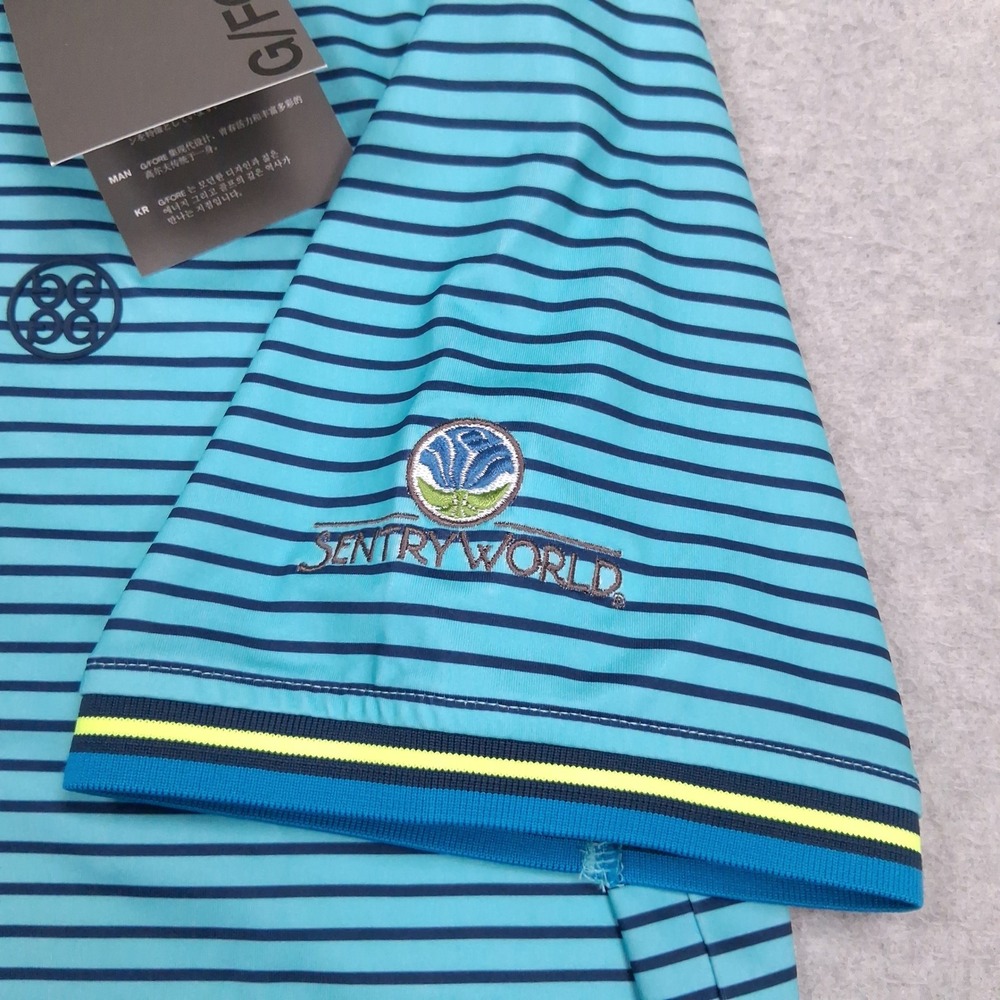 NEW $120 G/FORE Golf Polo Shirt Mens M Blue Sky Stripe Skull Tees 3D Tech Jersey - Picture 11 of 13